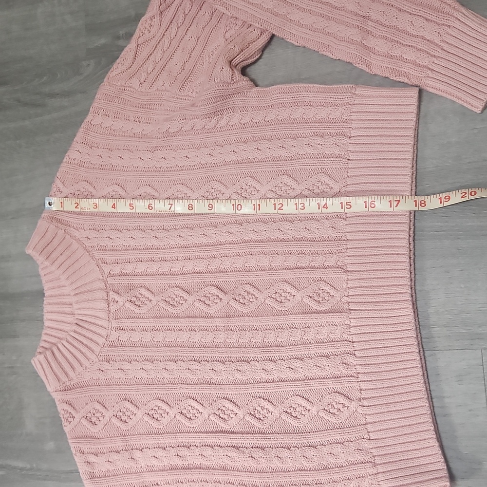 GAP X Loveshack Fancy Light Pink Cable Knit Women's Sweater - Picture 6 of 7